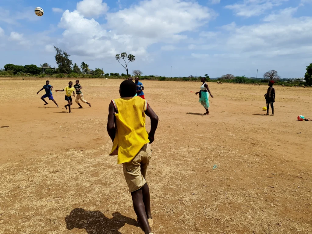 A sports relay for children attending camp