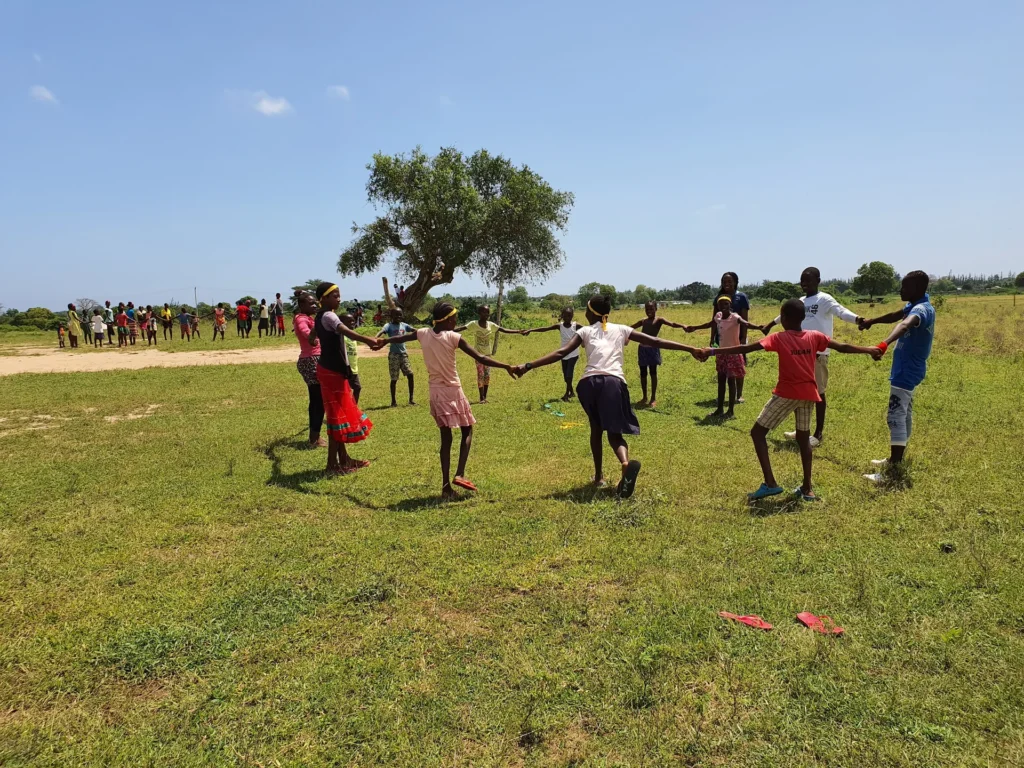 Children enjoy games and friendship during camp