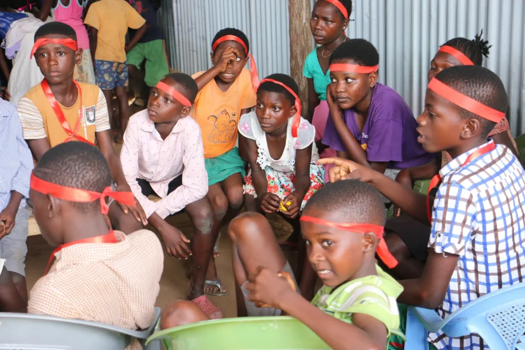 Children take part in a themed camp activity
