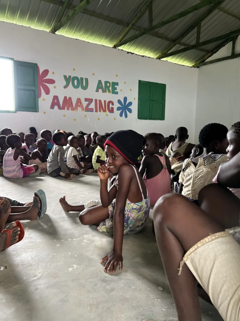 Children listen to an encouraging lesson