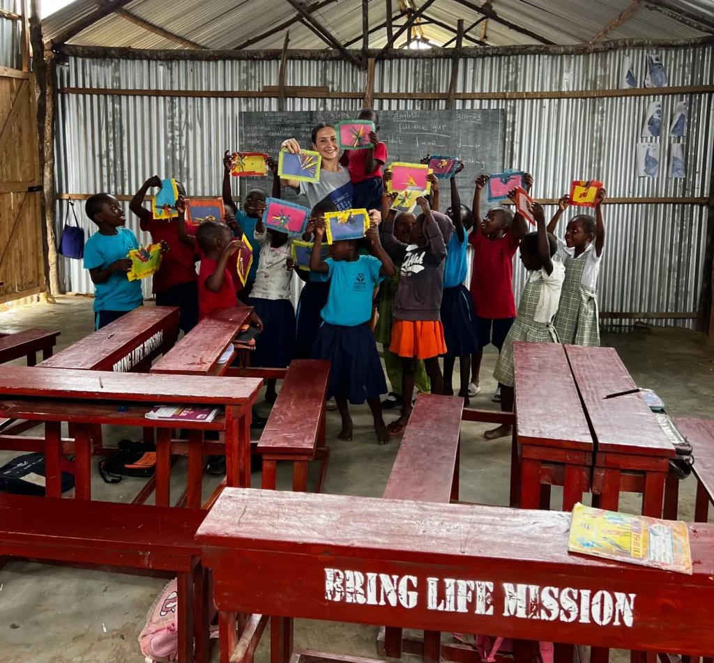 Students in one of the school classrooms