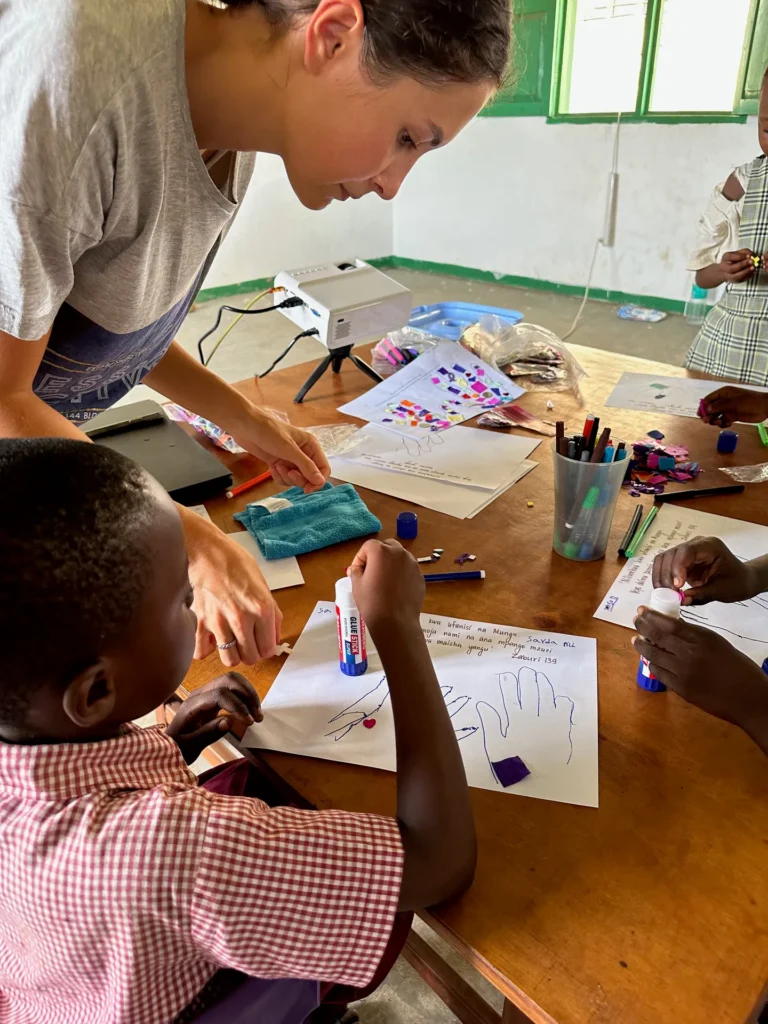 Children creating artwork