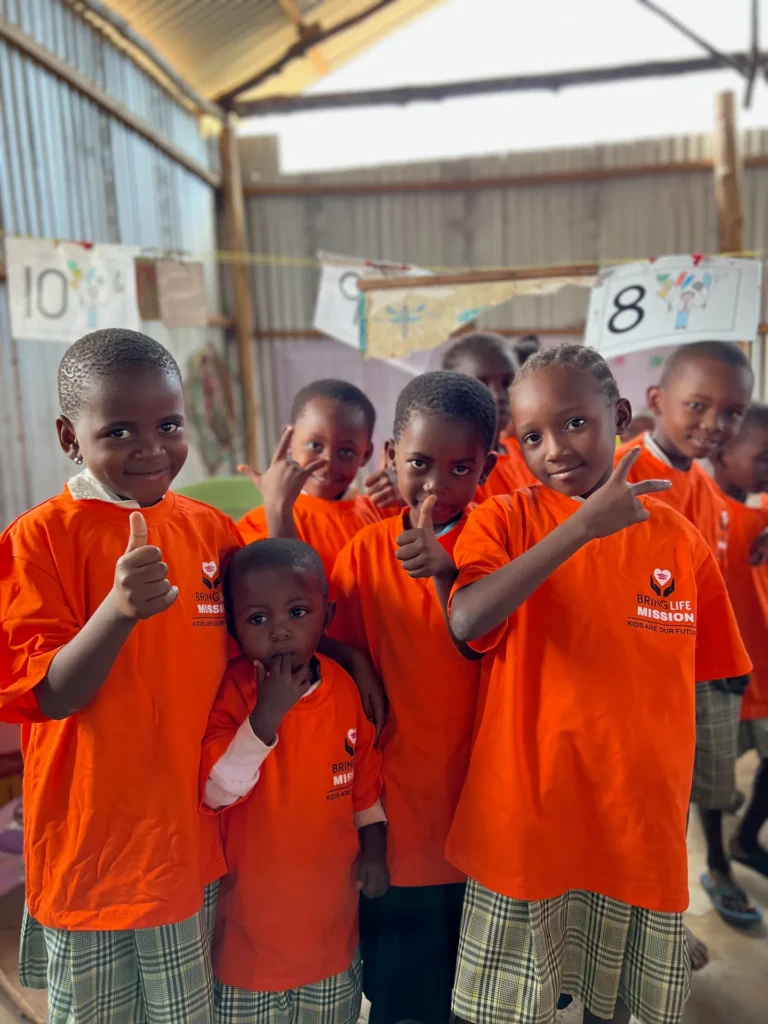 Joyful students at the school in Maboromokoni