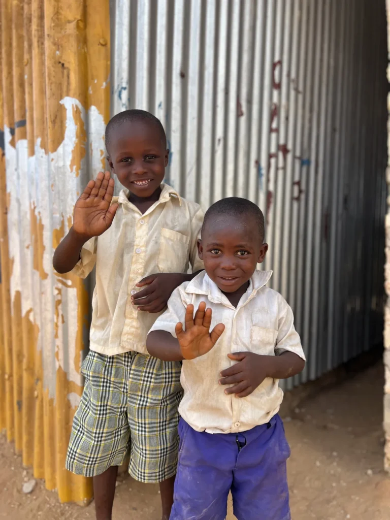 Children near the old school facilities