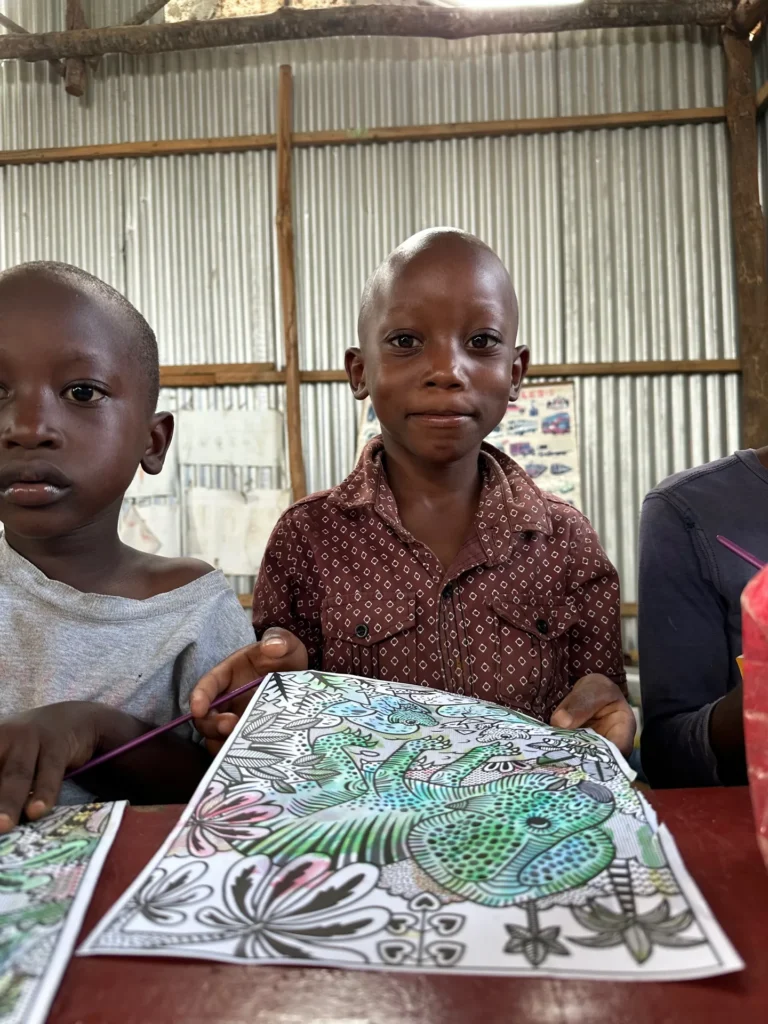 Children take part in a creative activity during class