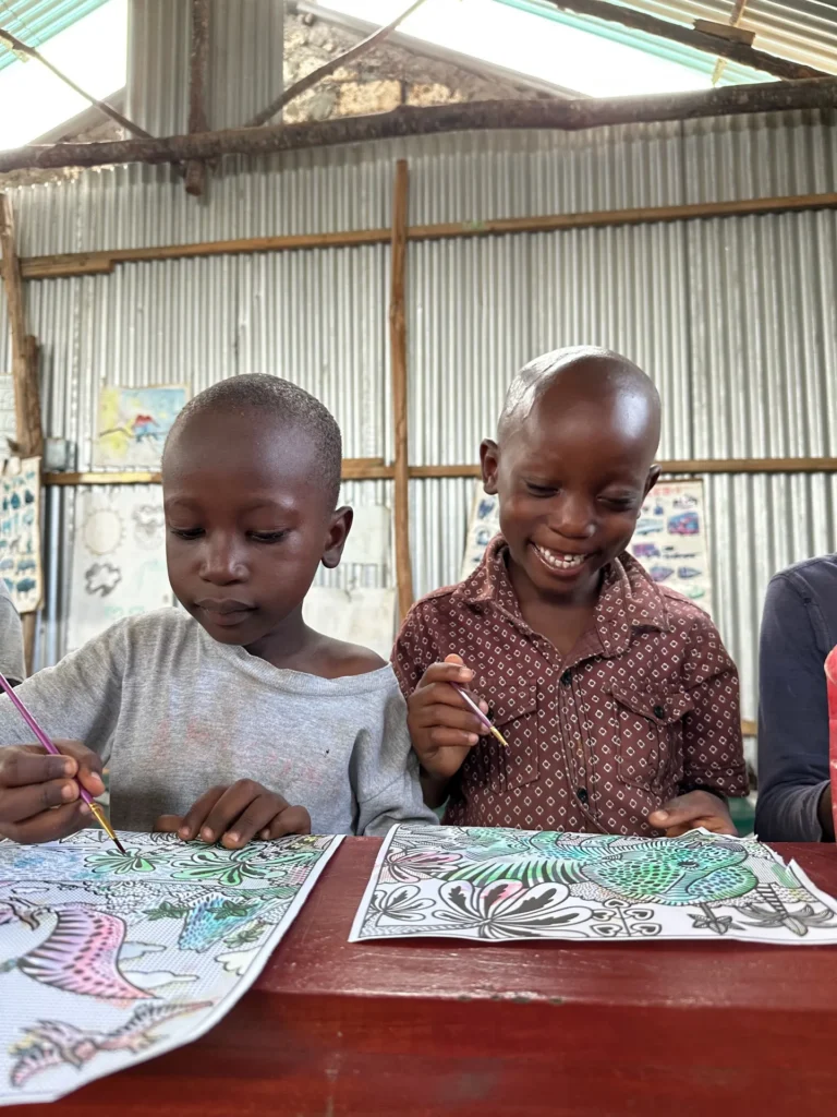Children at an art class in Kenya