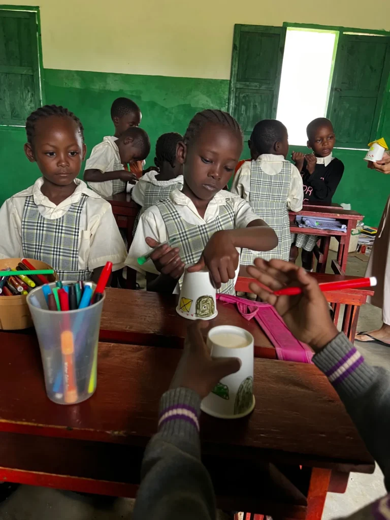 Children at an art class in Kenya