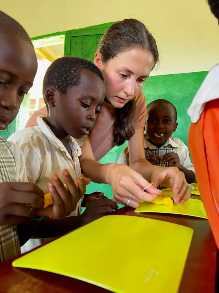 Children paint and sculpt at an art class