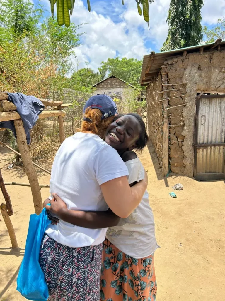 Joy and gratitude after receiving a grocery package