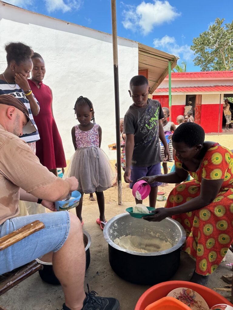 Serving hot meals to children